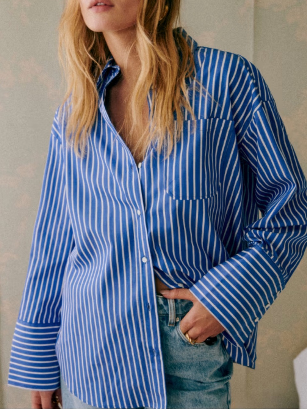 Sézane Blue and White Striped Button-Down Shirt - Picture 2 of 5